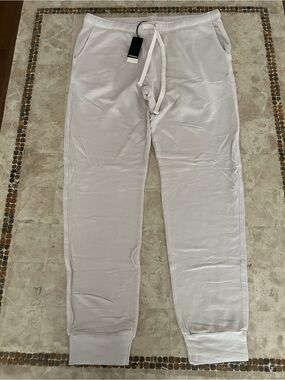 NWT Monrow White Supersoft Girlfriend Sweatpants/ Joggers- HB0448 Women’s L